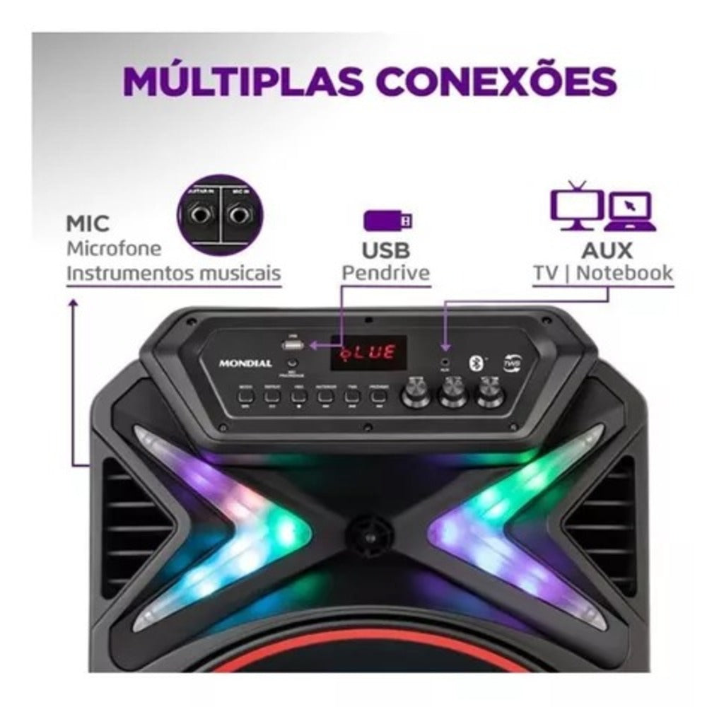 Caixa De Som Amplificada Mondial Connect Lights Plus Cm-700 Caixa De Som Amplificada Mondial Connect Lights Plus Cm-700